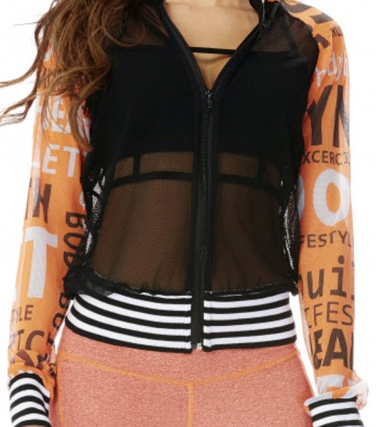 MESH WORKOUT JACKET - ORANGE