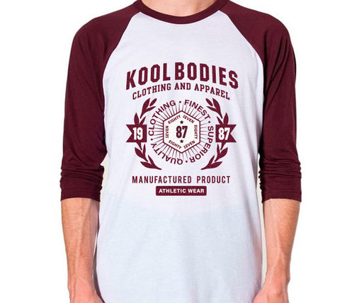 BASEBALL STYLE 3/4 SLEEVE RAGLAN   TRUFFLE SPORTS CREST