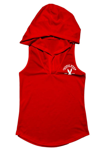 RACERBACK DRI-FIT SLEEVELESS HOODIE - RED